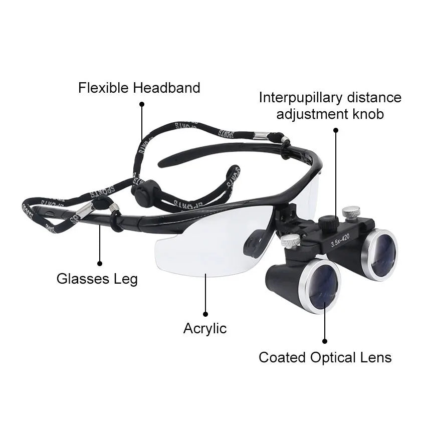 OrionView LED binokulární lupa, zvětšení 2,5×–3,5×