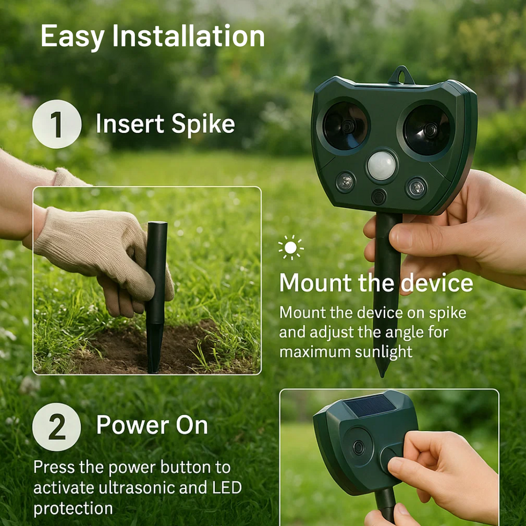 SolPro Weatherproof Solar Ultrasonic Bird And Pest Repeller
