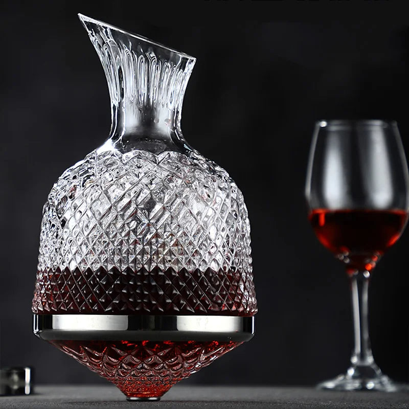 Decanter Wain Kristal AureoSpin 1500ml Dengan Putaran Bulat