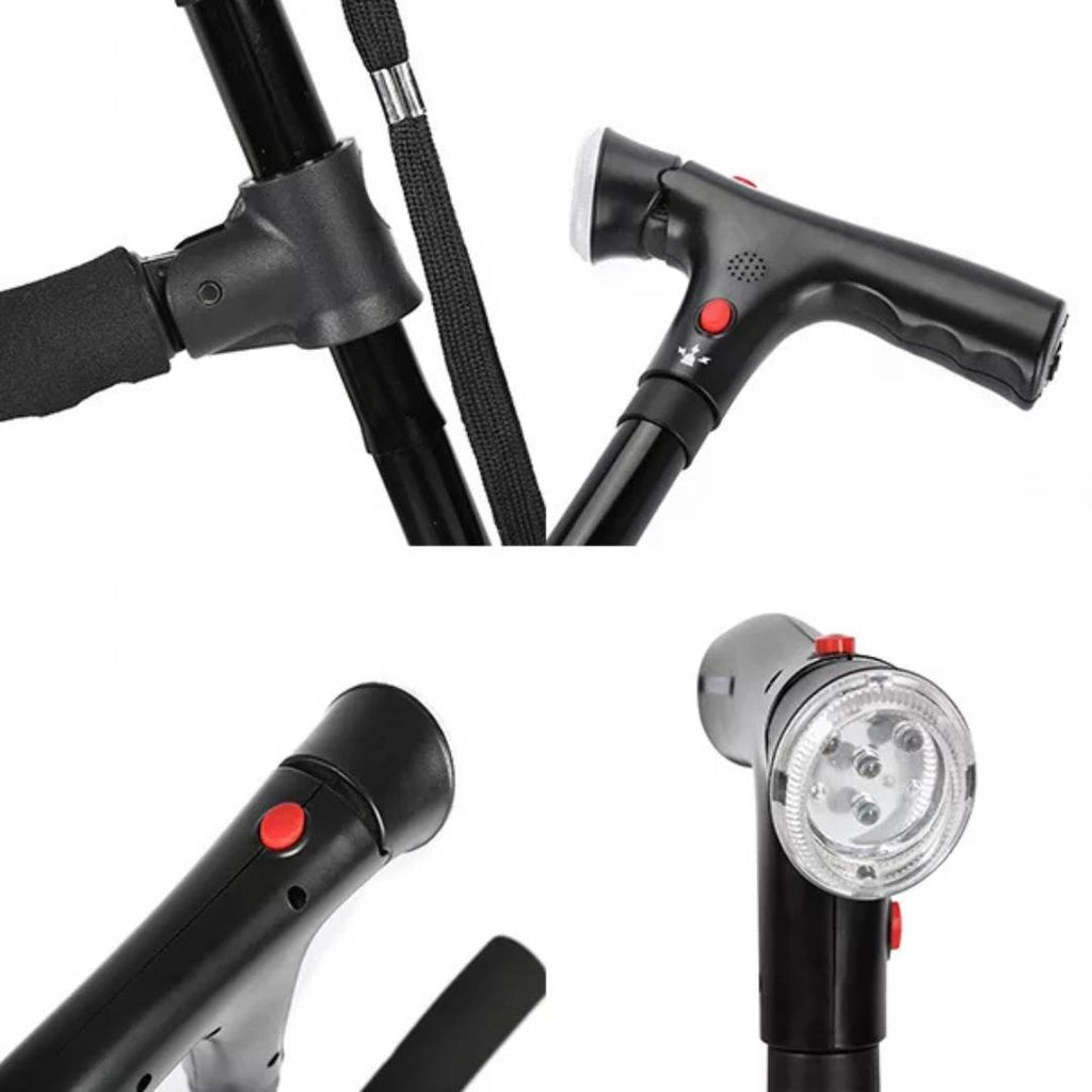 TrailEase Telescoping Cane With LED Light And Alarm