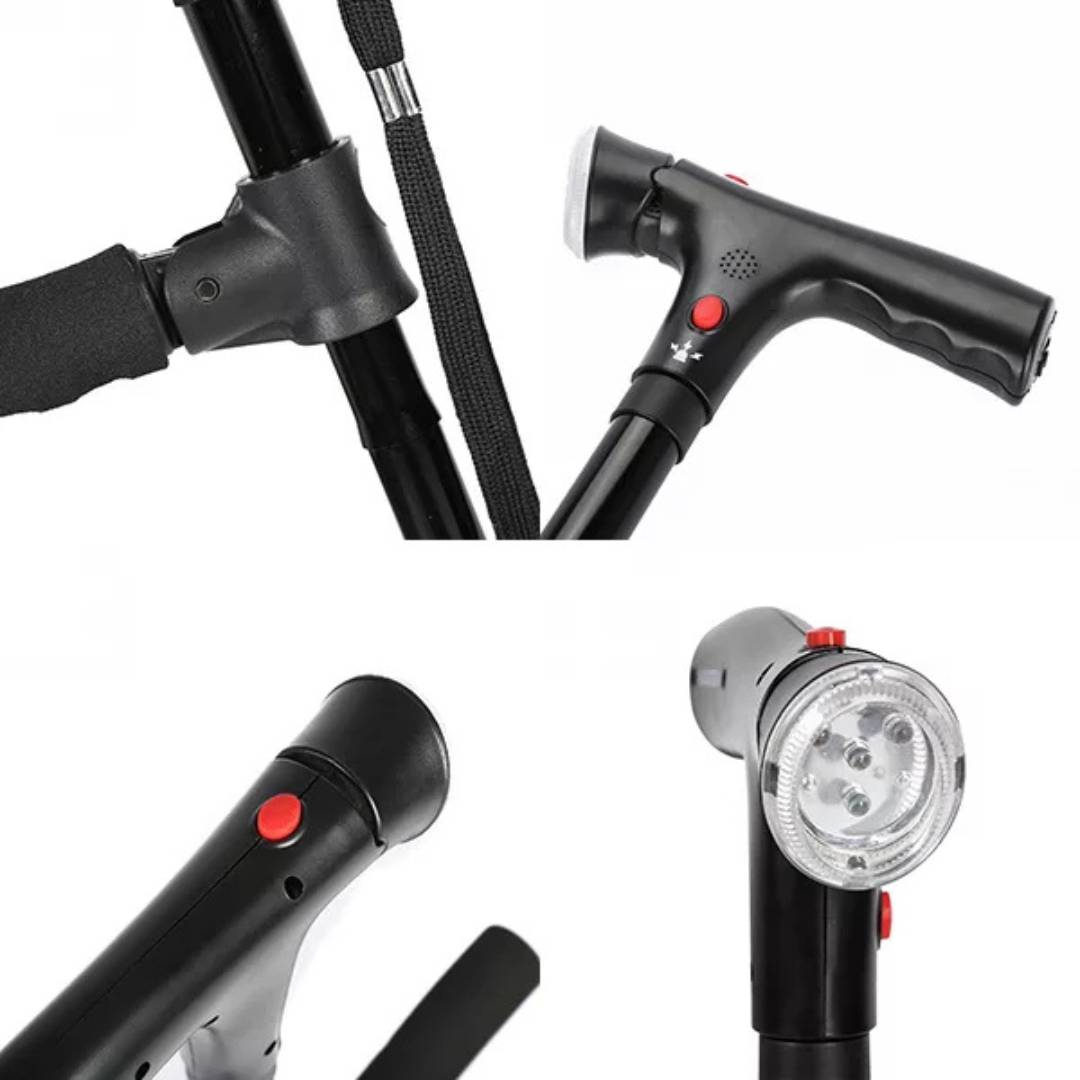 Baston telescopic TrailEase cu lumină LED și alarmă