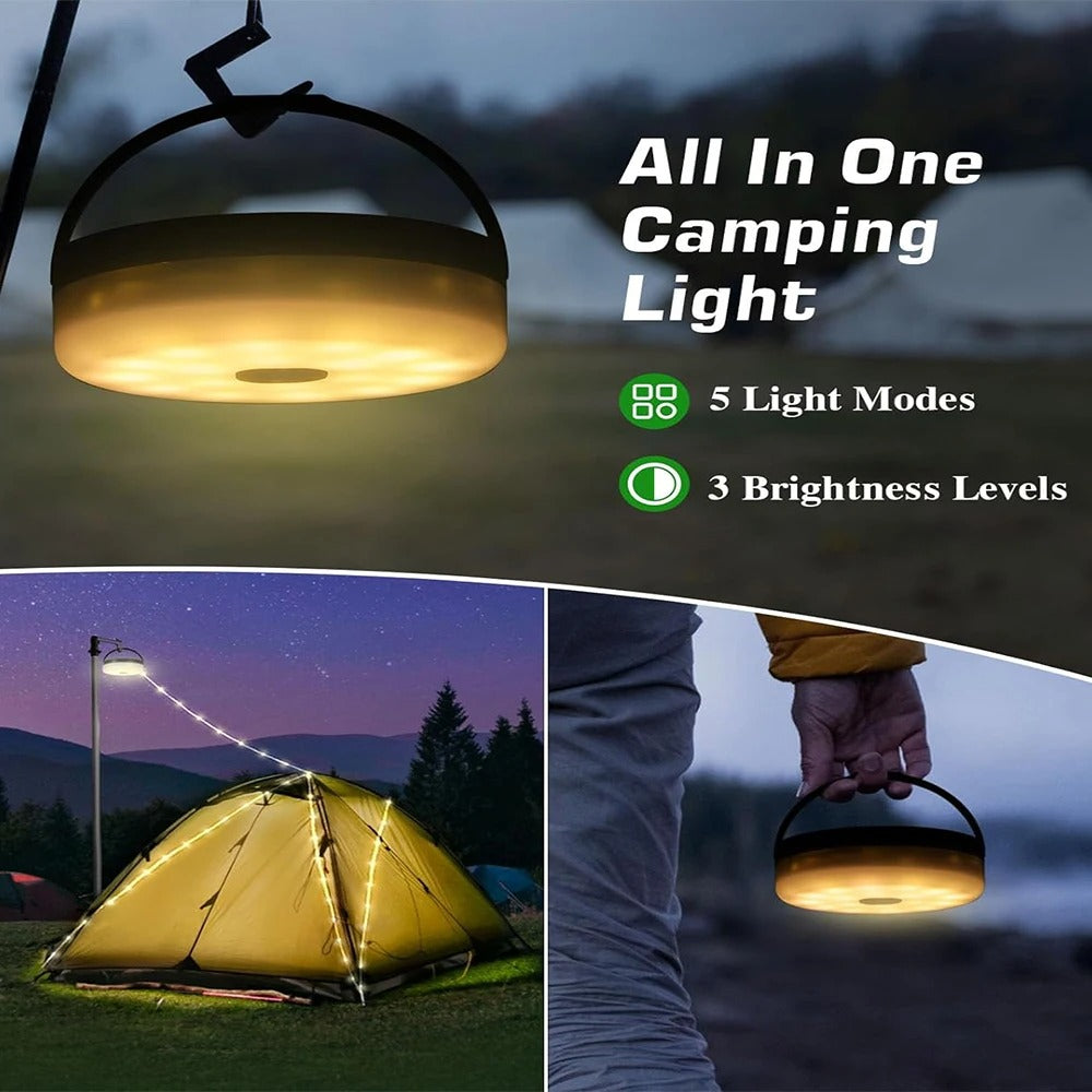 Mångsidig utomhuslampa för camping med åtta ljuslägen för utomhusbruk