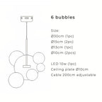 Candeeiro de Teto Pendente em Vidro Estilo Nórdico com Esferas Foscas ou Transparentes