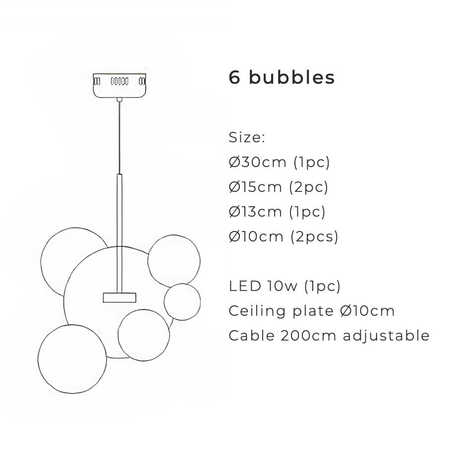 Candeeiro de Teto Pendente em Vidro Estilo Nórdico com Esferas Foscas ou Transparentes