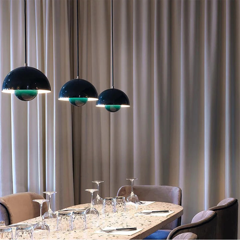 LyraLine hanglamp met glazen steeneffect en metaal