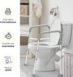 Barra de soporte GripGuard para inodoro para adultos mayores con soporte ajustable