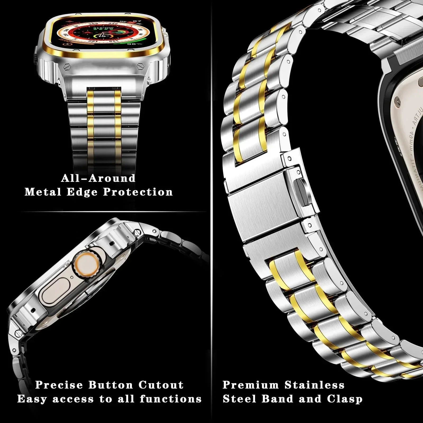 Alera Apple Watch armband i rostfritt stål med skyddande fodral