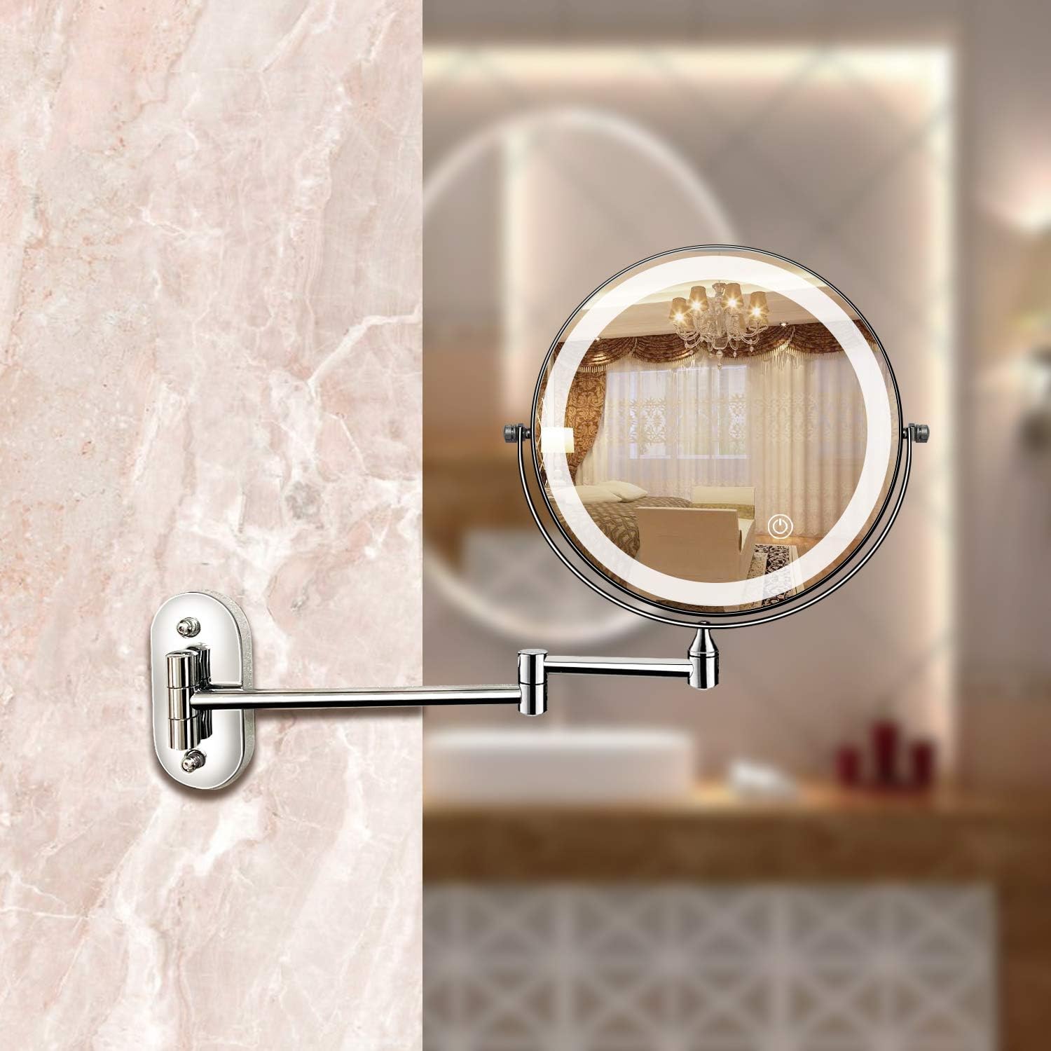 Lunicca Magnifying Mirror With Rechargeable LED Chrome Finish