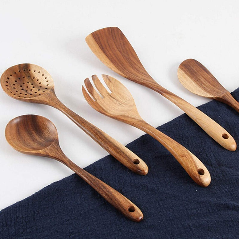 Conjunto de Utensílios de Cozinha em Teca Hearthwood para Cozinha Diária