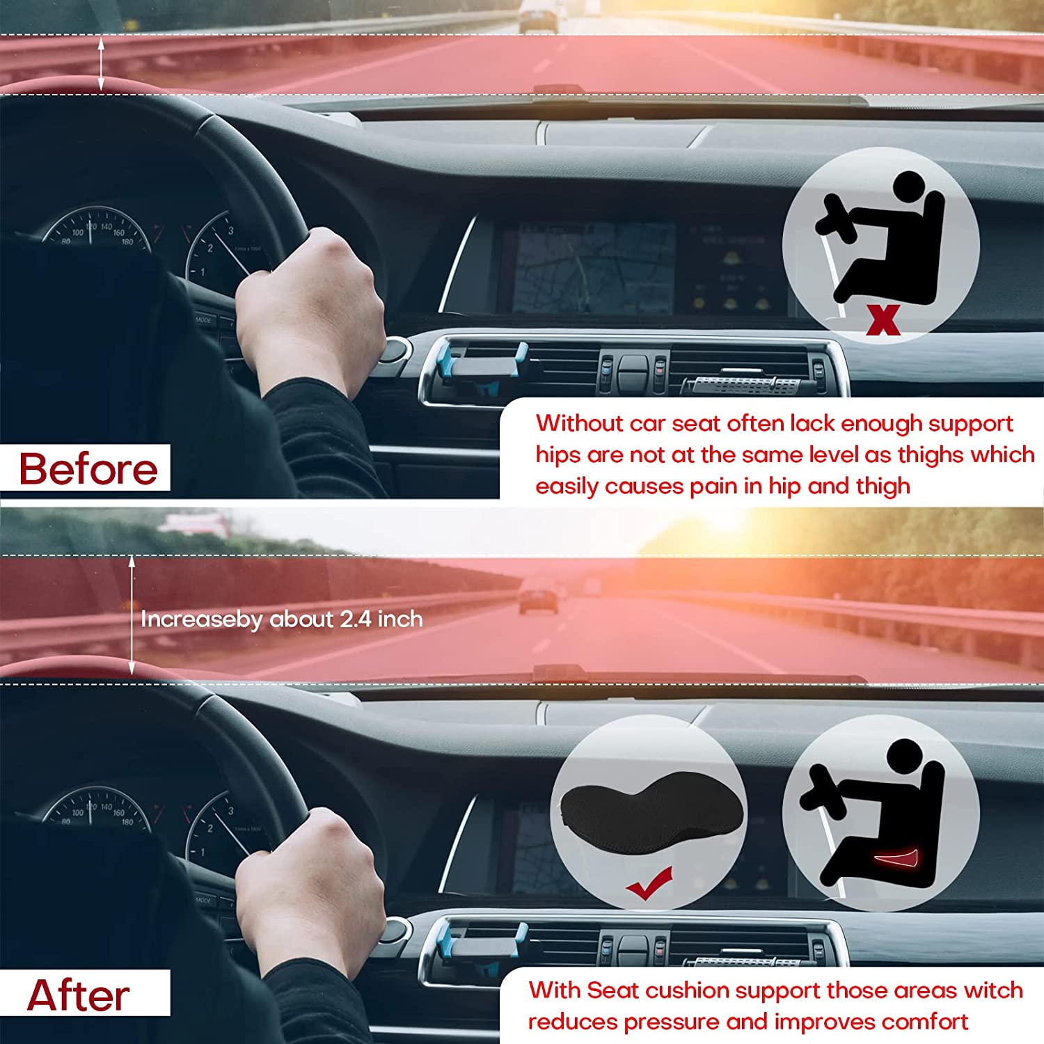 Pro-Version erhöhter Autositz-Booster für verbesserten Fahrkomfort