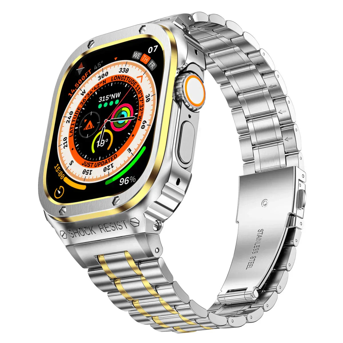 Alera Apple Watch armband i rostfritt stål med skyddande fodral
