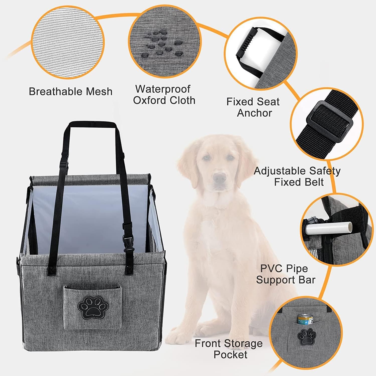 Asiento Elevador Impermeable RoverRide para Mascotas, Almohadilla de Viaje Espaciosa