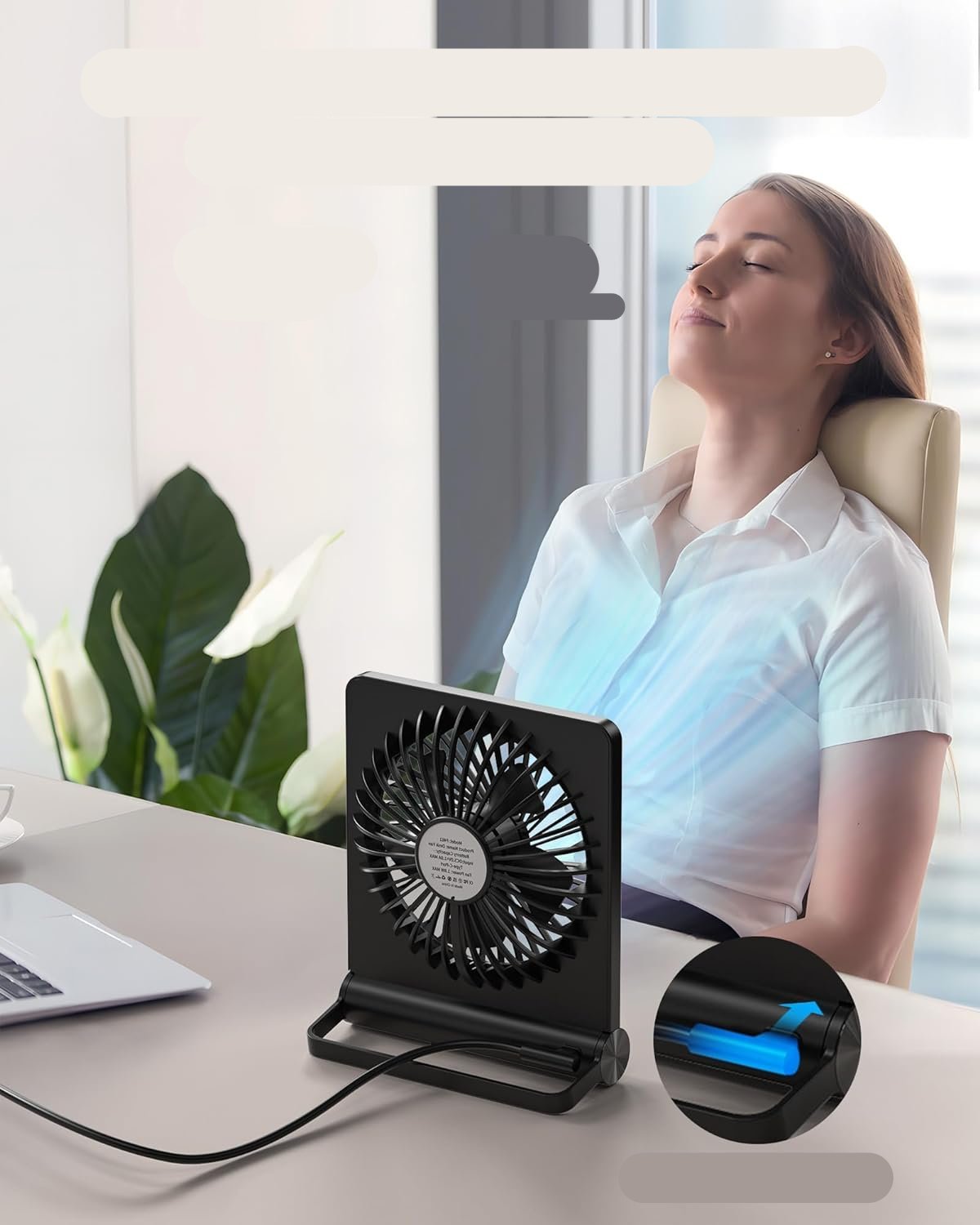 مروحة مكتب صغيرة BreezeQuiet بتشغيل هادئ للغاية لراحة المكتب وغرفة النوم
