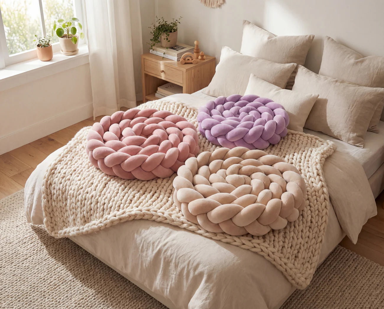 Terracotta Velvet Braided Baby Bed Bumper