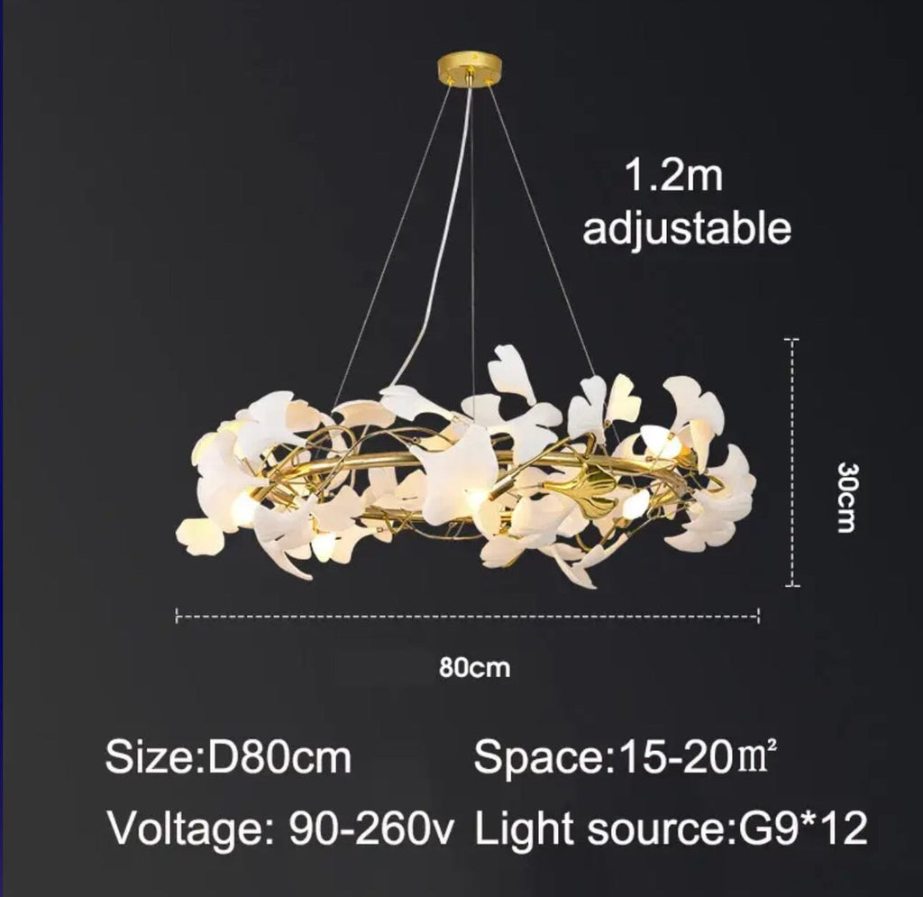 Lunsera Ceramic Petal Chandelier With Frosted Glass Shade
