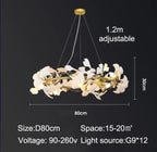 Lunsera Ceramic Petal Chandelier With Frosted Glass Shade