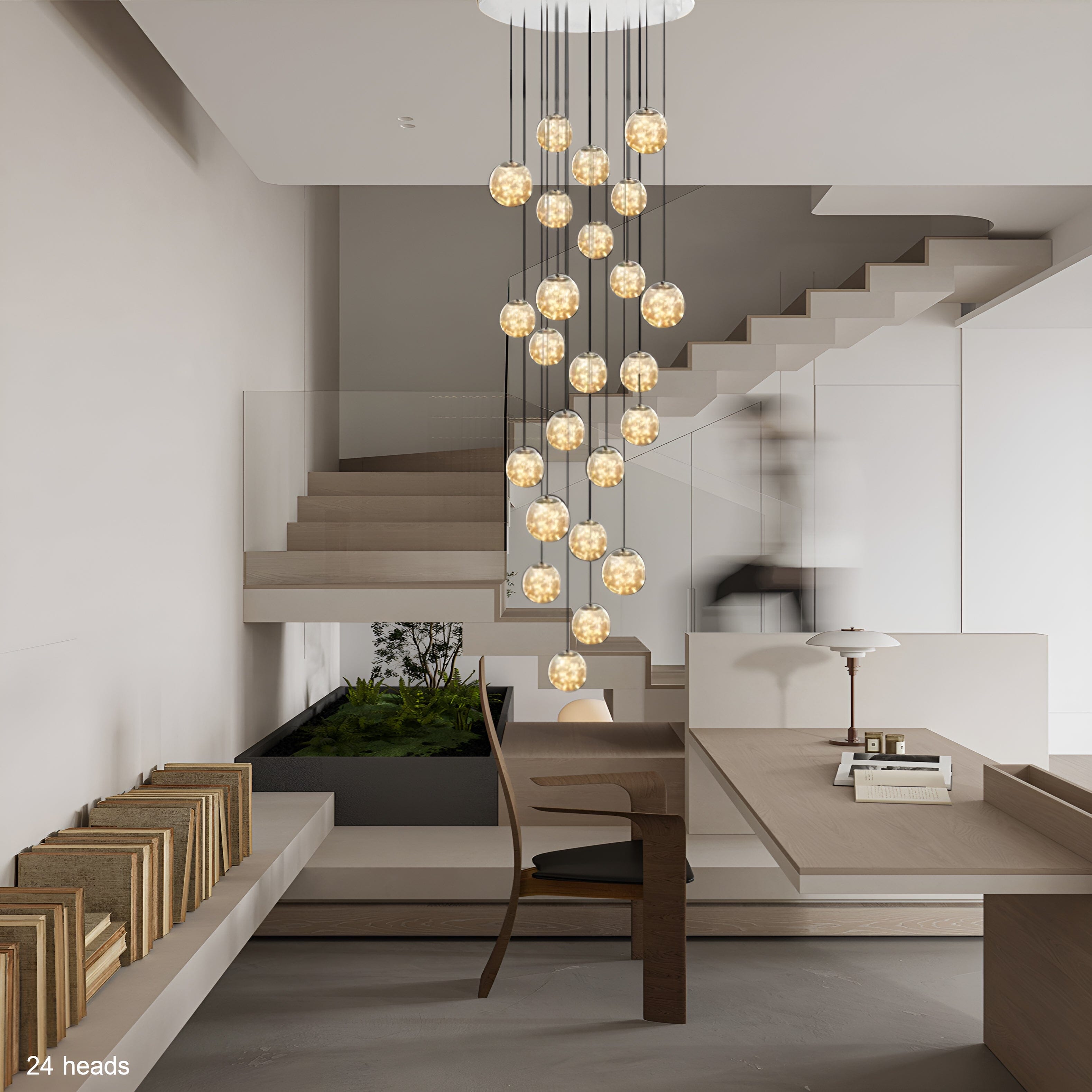 AstraLumen Glass Orb Staircase Chandelier Elevates Stairway Lighting