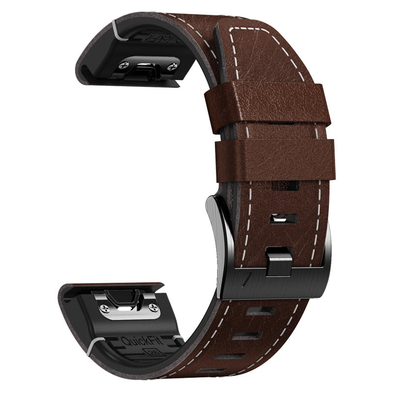 Arion Leather And TPU Hybrid Watch Strap For Garmin Fenix 8, 7X, 6X Pro