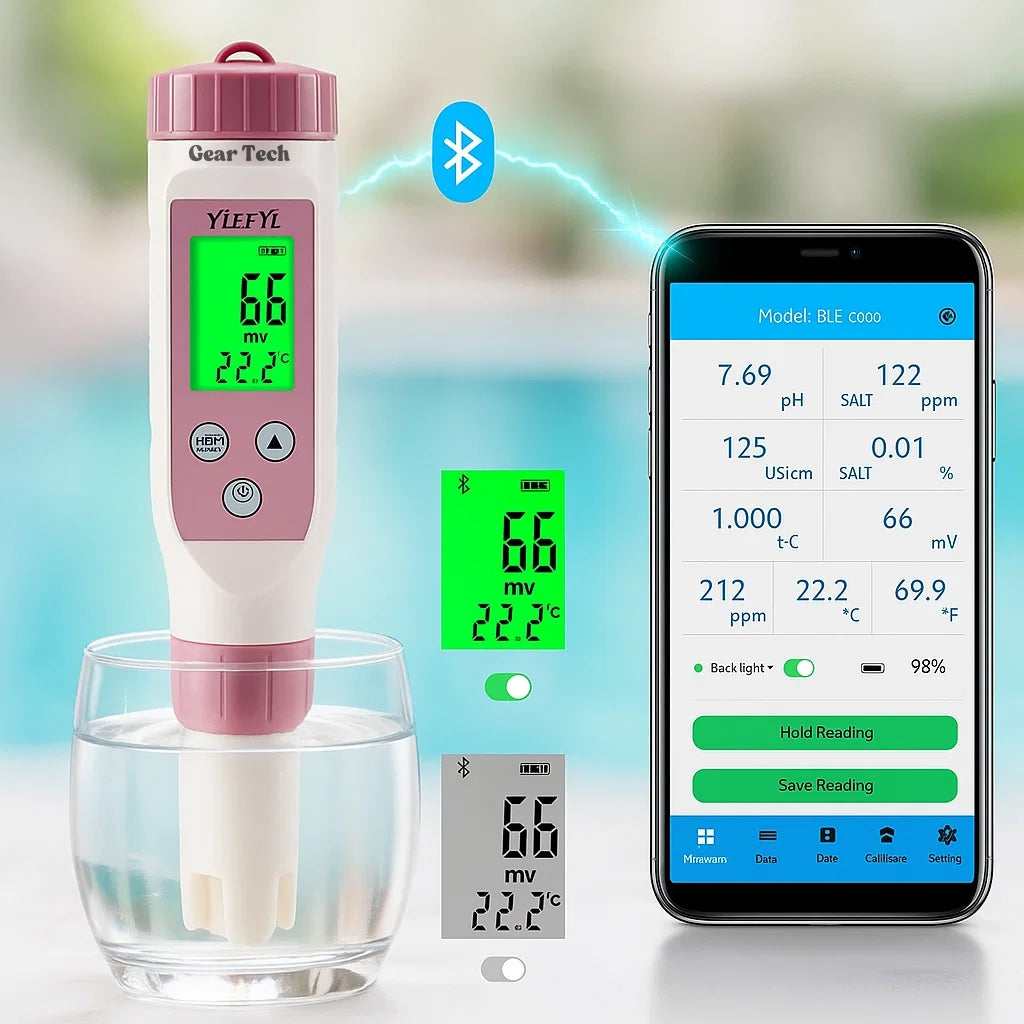 AquaSense 7 Parameter Digital Pool Tester For pH And Chlorine