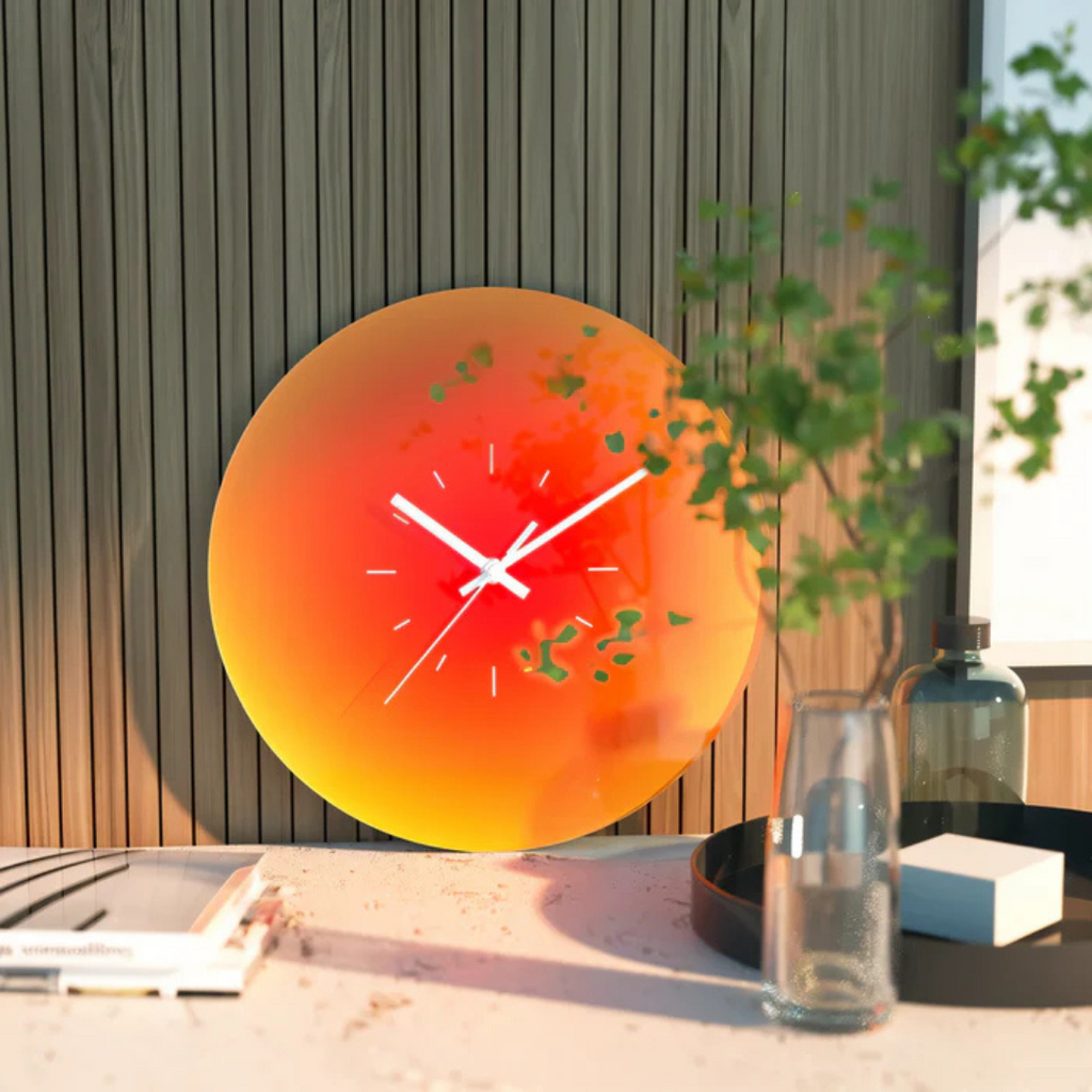 Horloge murale en verre NovaLuxe avec mouvement à balayage silencieux