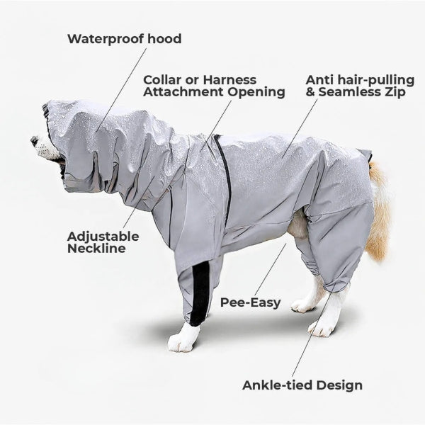 Casaco Impermeável Refletor BarkDry para Cão do Reino Unido com Pernas
