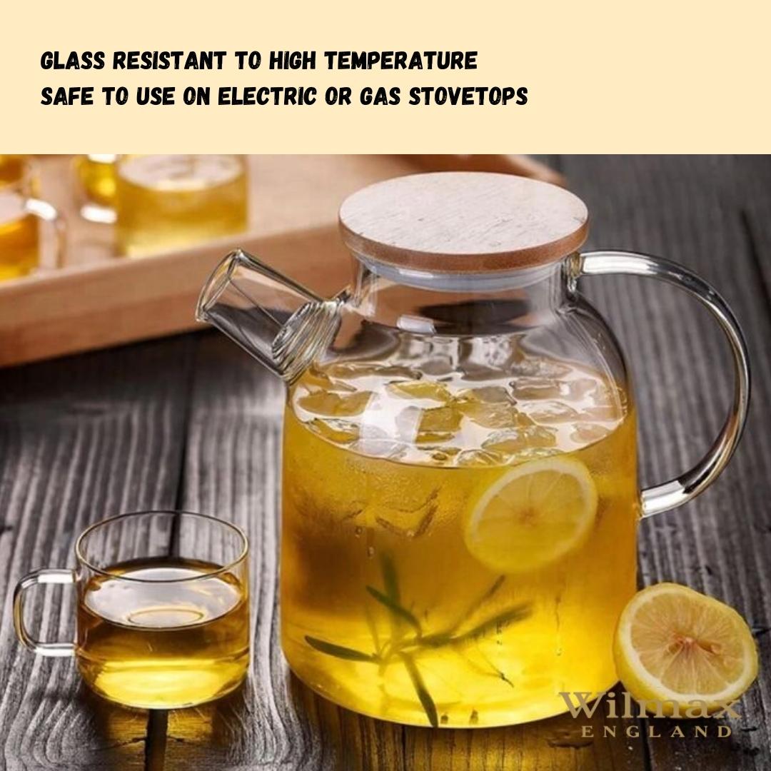 Wilmax Thermo Glass Teapot 54 Oz, Stovetop Safe for Tea Lovers