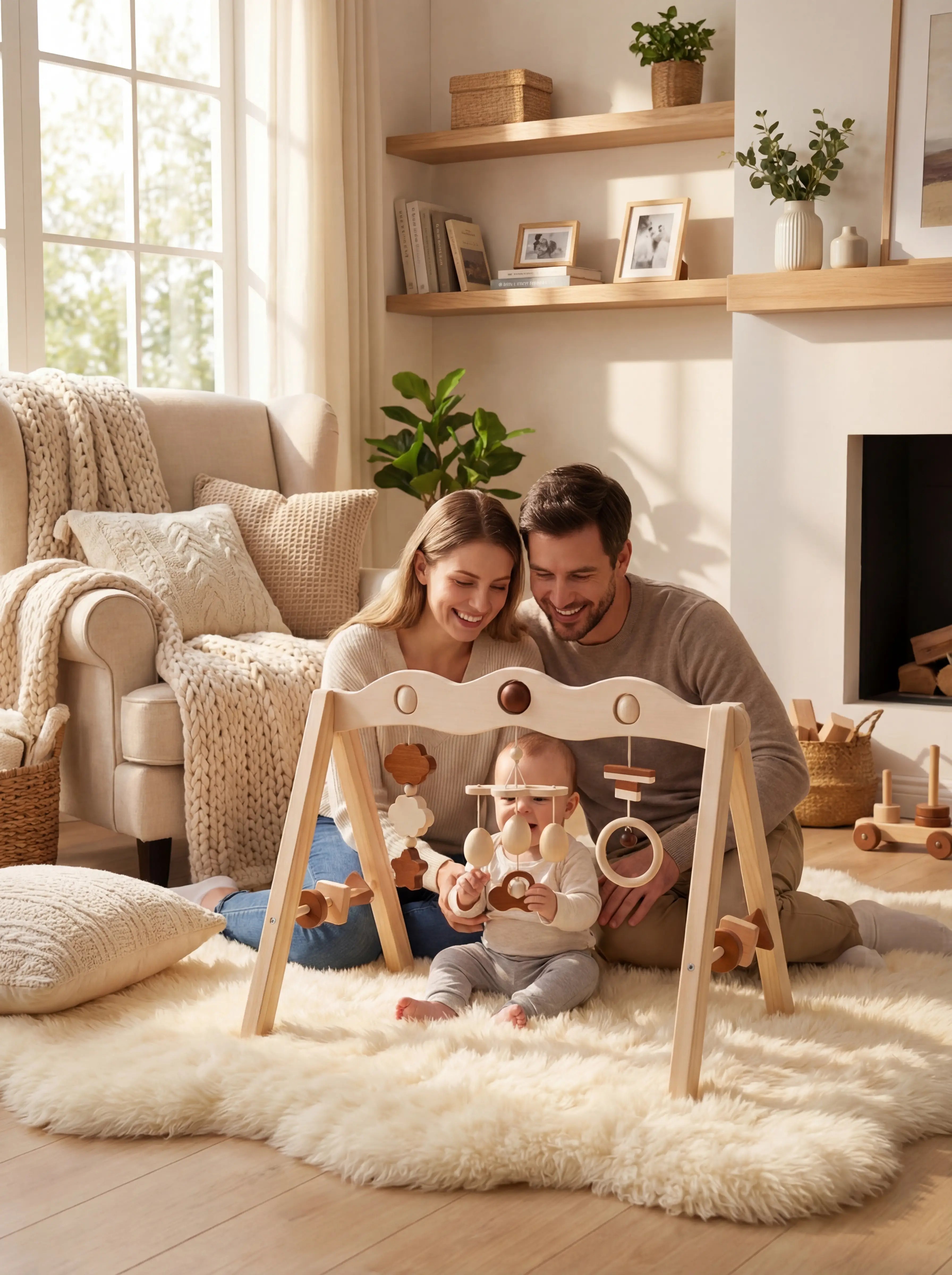 Natural Wood Activity Arch – Sensory Toy Gym for Babies and Toddlers