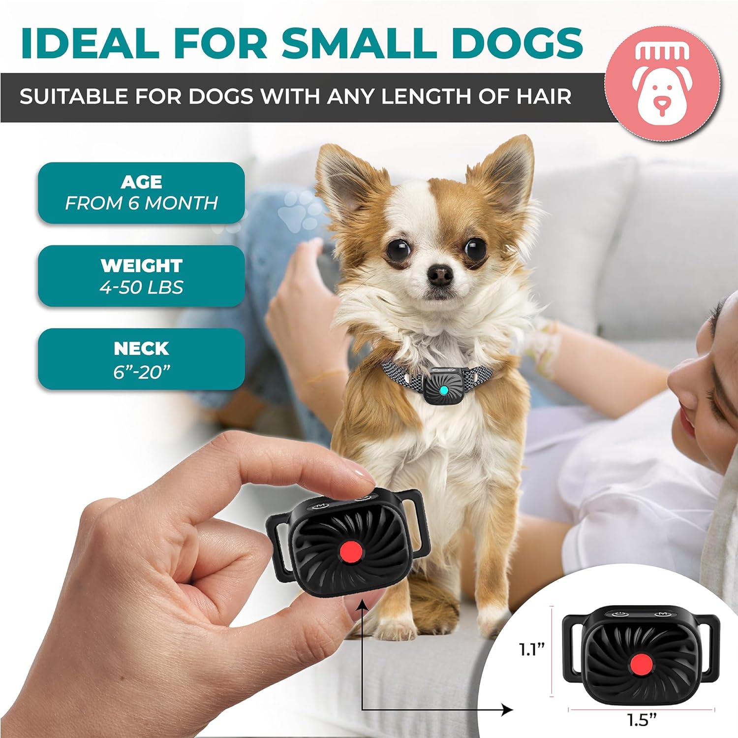 CalmPaw BarkGuard Gentle Deterrent Collar For Small Dogs