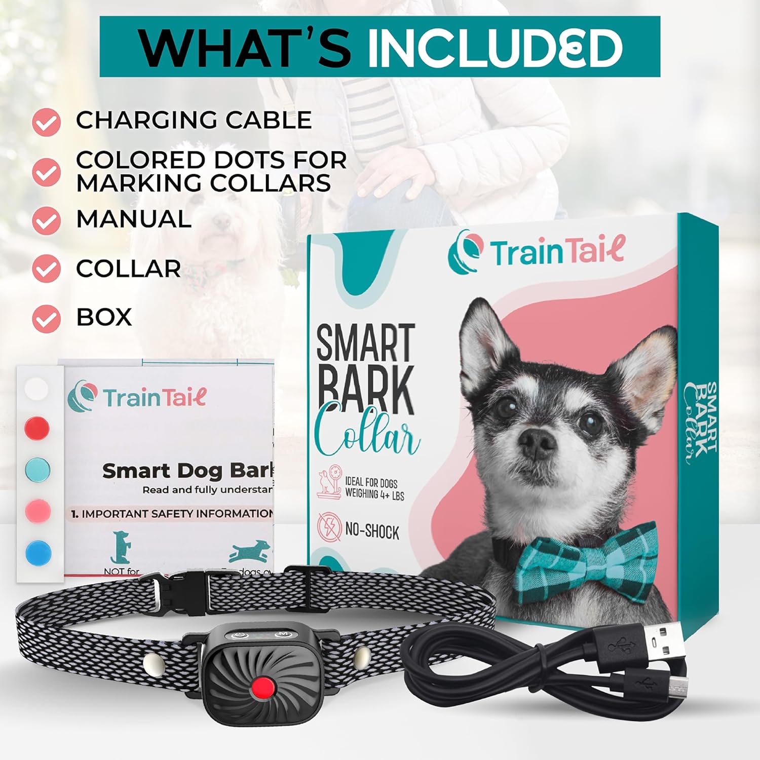 Coleira CalmPaw BarkGuard de Disuasão Suave para Cães Pequenos