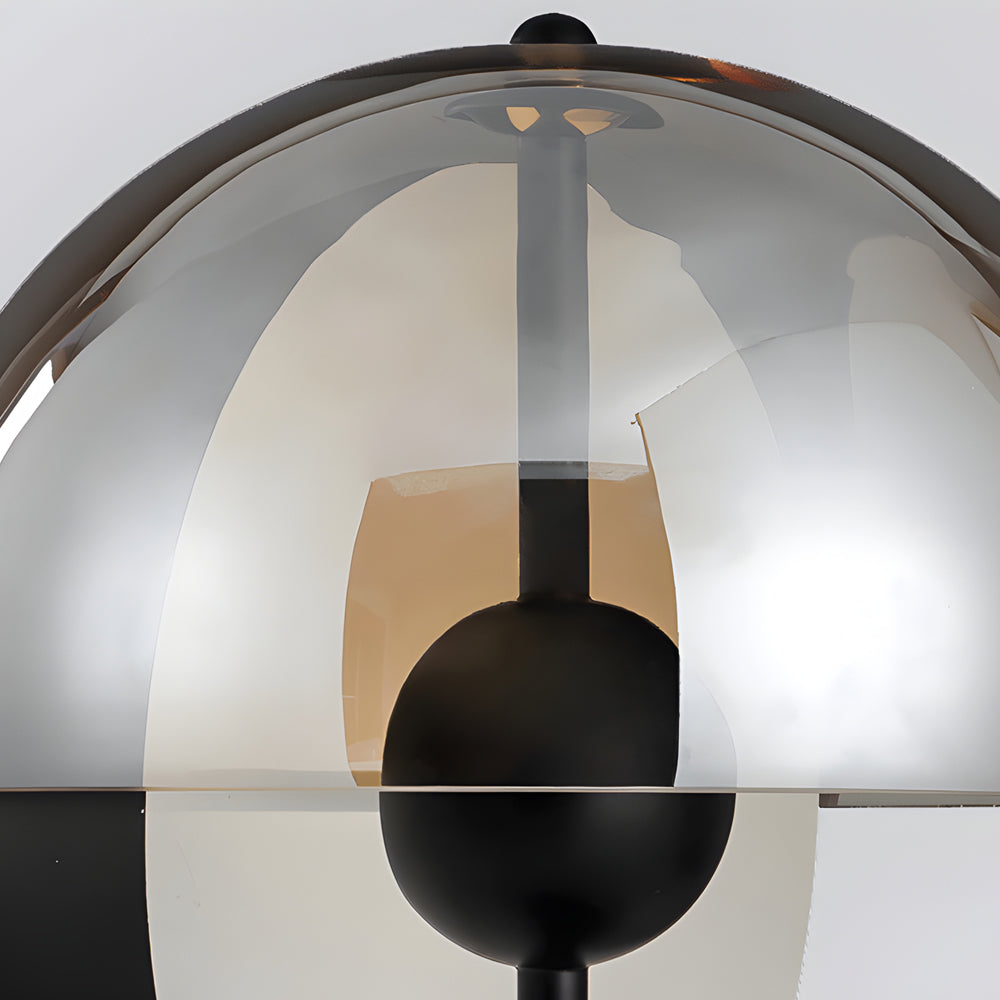 Lampa stołowa Astrae z pionalną półkulą i przydymionym kloszem