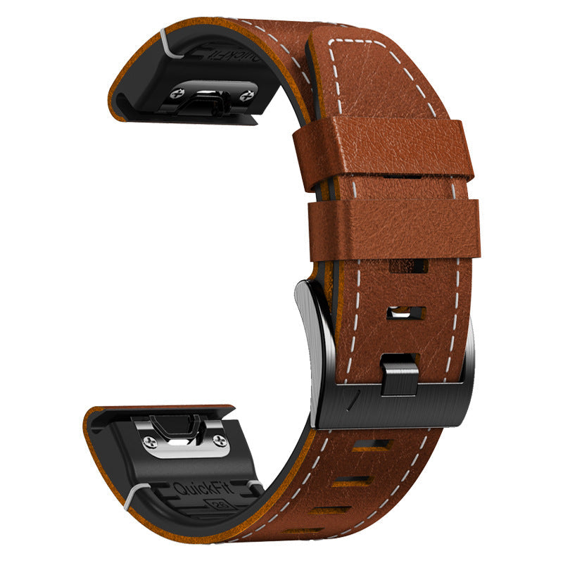 Arion Leather And TPU Hybrid Watch Strap For Garmin Fenix 8, 7X, 6X Pro