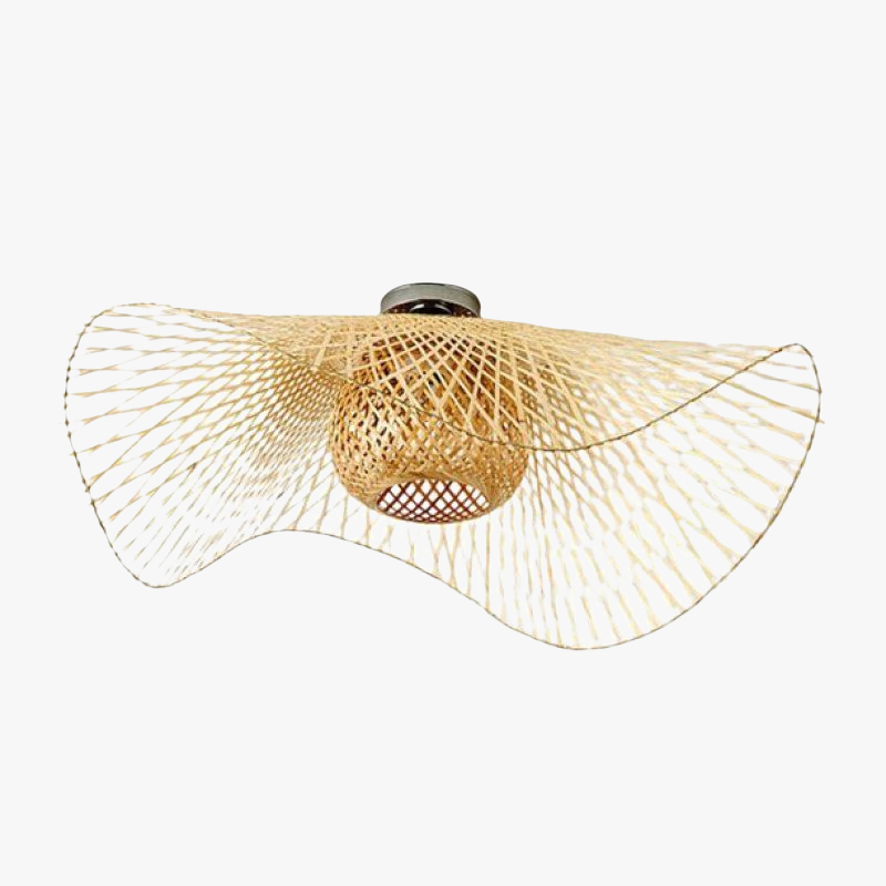 Nokari Rattan Boho Taklampa med japansk stil och varm glöd
