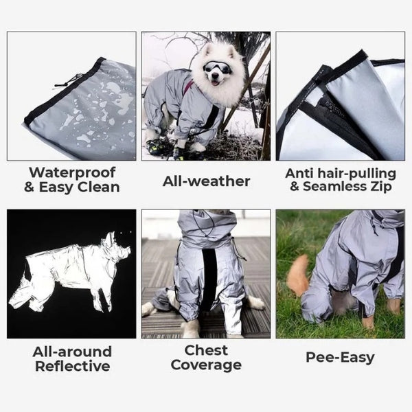 Casaco Impermeável Refletor BarkDry para Cão do Reino Unido com Pernas