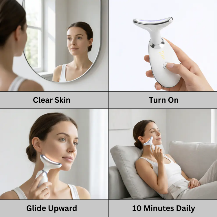 EMS Facial Care Device With Seven-Color LED Heat And Cleansing Vibration