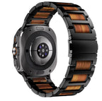 Aveline Doğal Kırmızı Sandal Ağacı ve Metal Kayış Samsung Watch Ultra için