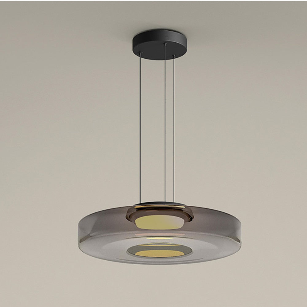 Lampada a sospensione Asteron con lampada da soffitto in vetro in stile Bauhaus