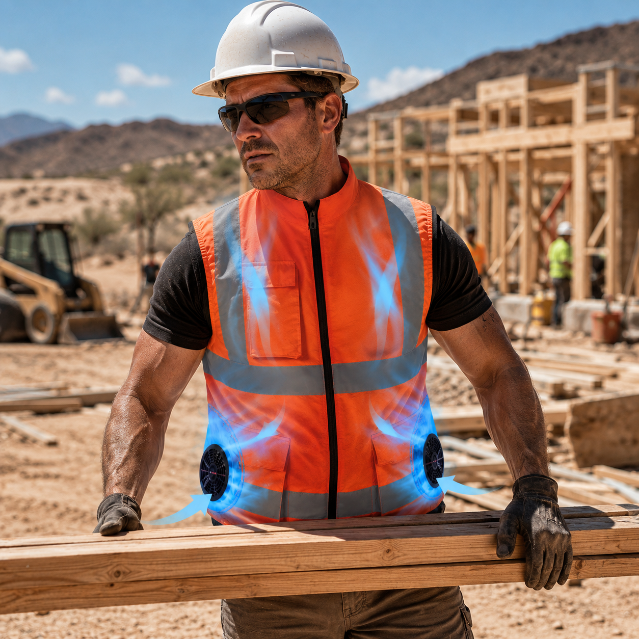 AirFlow Cooling Vest With Rechargeable Fan For Outdoor Work Construction And Travel
