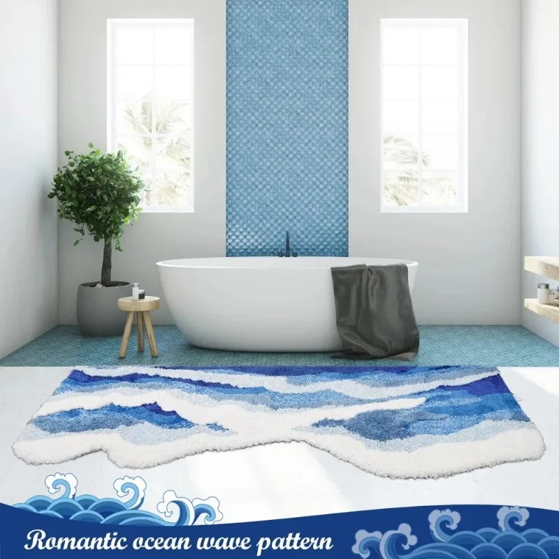 Marisyl Coastal Wave Tufted Rug Non Slip Floor Accent