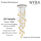 AstraLumen Glass Orb Staircase Chandelier Elevates Stairway Lighting