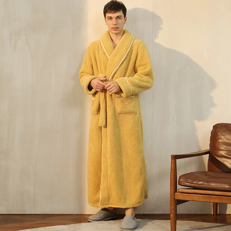 LumaWool Erkek Bornozu Kalın Flanel Günlük Sıcaklık İçin