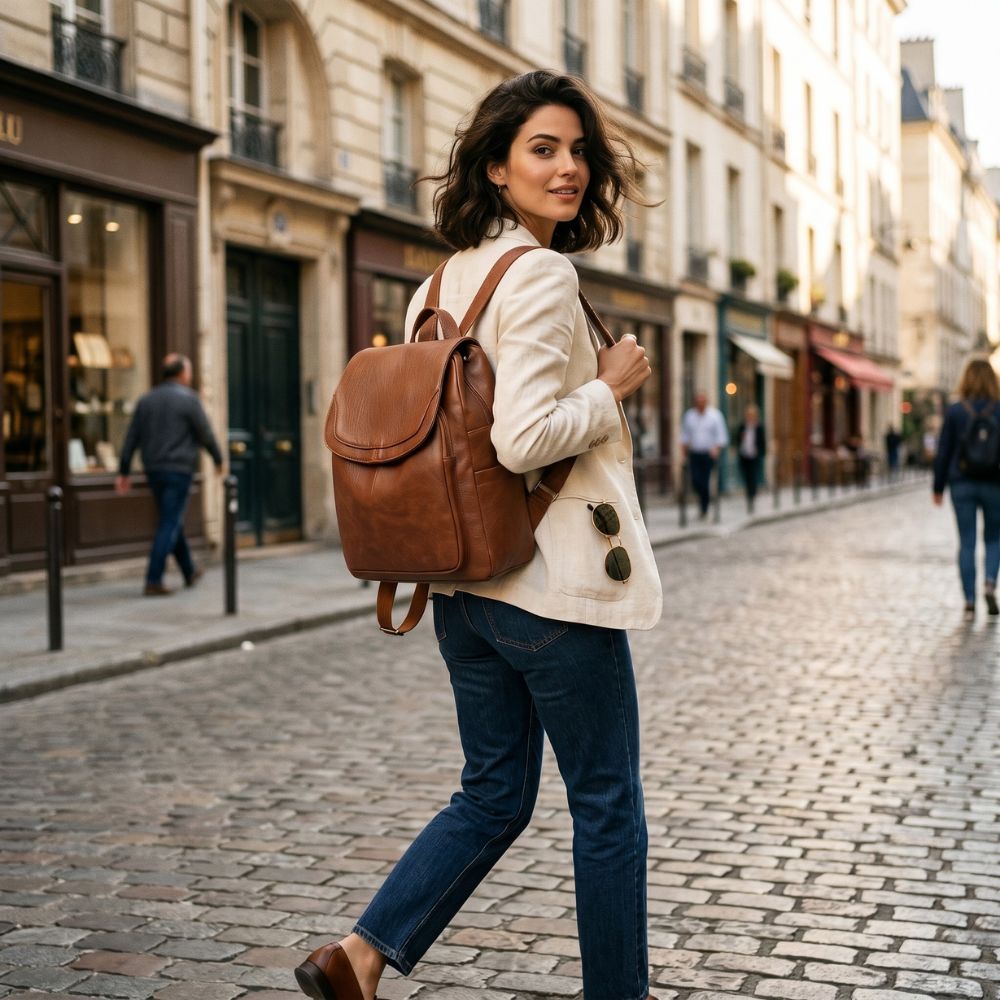 Rucsac elegant din piele pentru femei, cu compartimente, accesoriu șic pentru zi cu zi și la serviciu