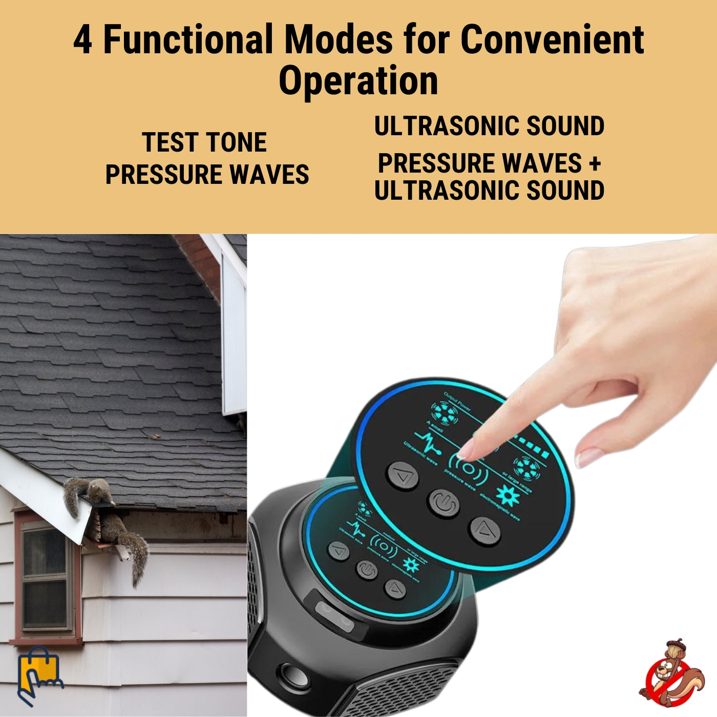 NexaGuard Dispozitiv Ultrasonic pentru Îndepărtarea Veverițelor de Interior cu Acoperire Ultrasonică Completă Pe Toate Părțile
