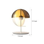 Lampa stołowa Astrae z pionalną półkulą i przydymionym kloszem