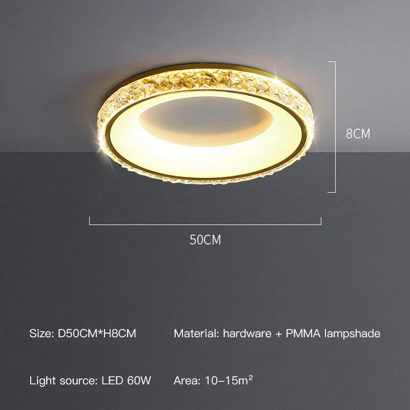 Marlow-kroonluchter met gouden afwerking en ronde kristaldetails