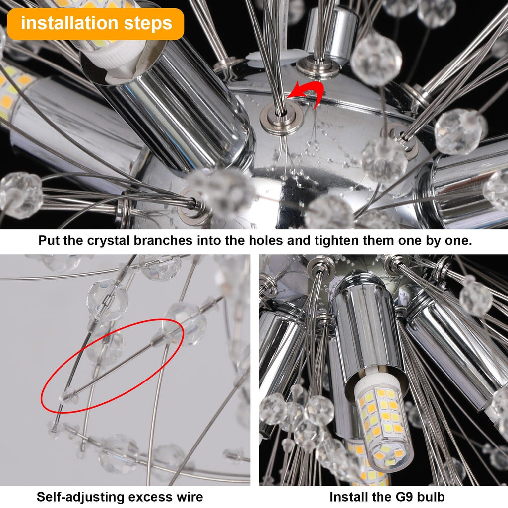 Lampada a sospensione Asterra Crystal Dandelion con pendente a soffitto, lampada moderna