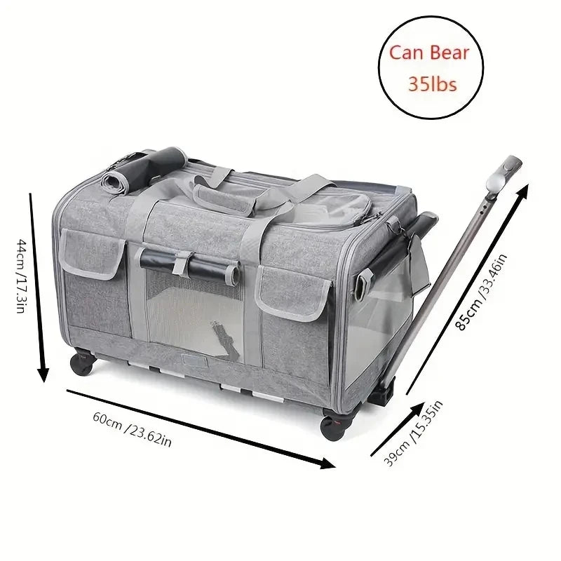 Travel System For Extra Large Pets, Portable With Detachable Trolley And Carrier