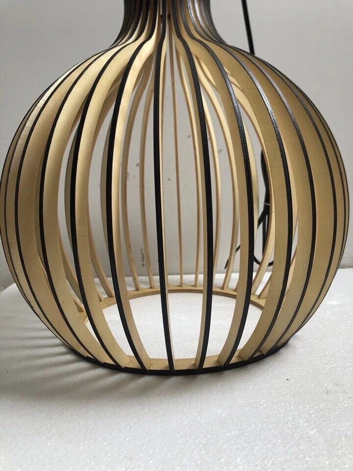 FjordLoom Rustic Wood Cage Pendant Light Adjustable Cord