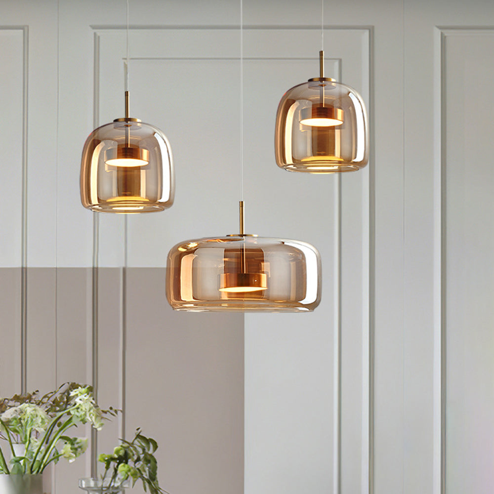 AuroraGold LED vintage -riippuvalaisin kultaisella lasilla