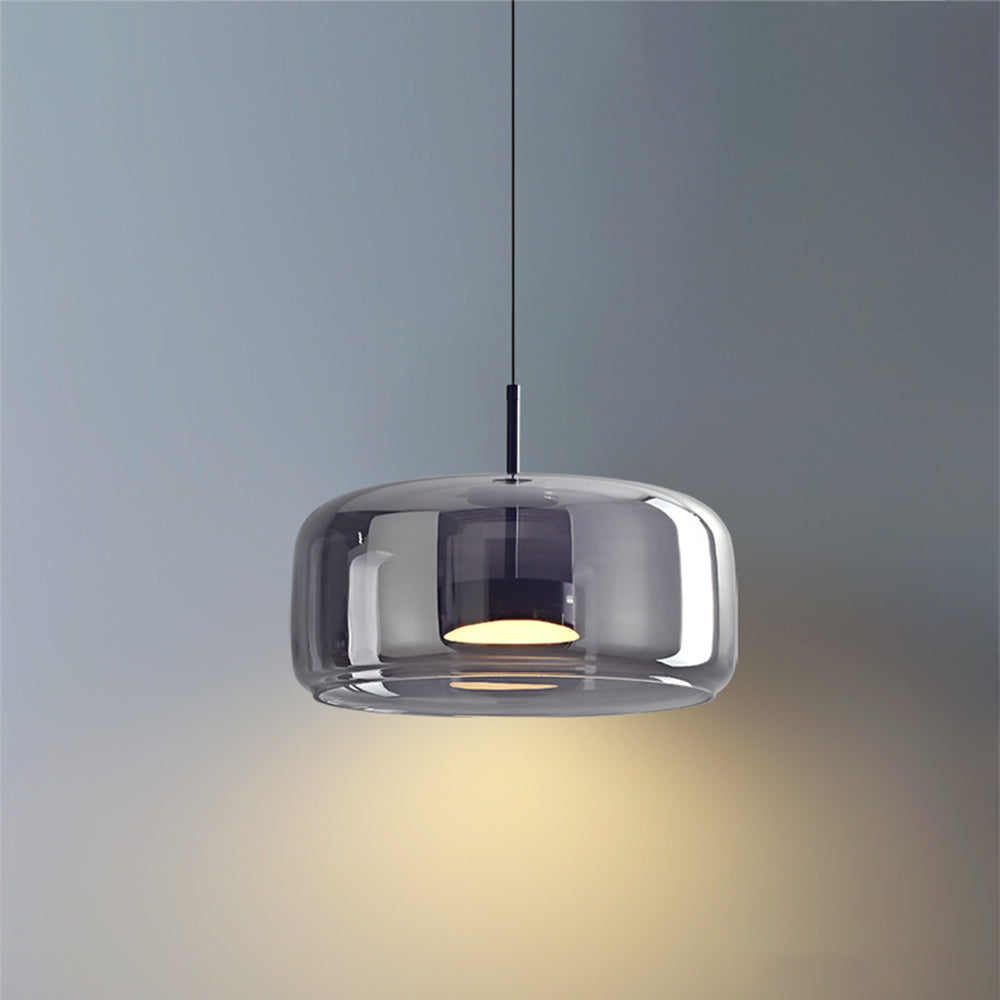 Solara Pendant Light Amber Glass With LED And Gold Metal
