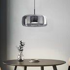 Solara függeszték borostyán üveggel, LED-del és arany fémmel